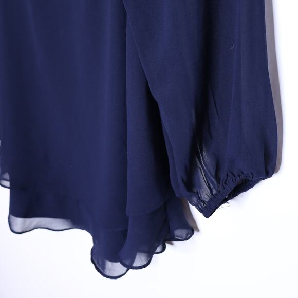 ALTAR'D STATE Lori Mini Dress Navy Blue Long Sleeve Smocked Babydoll Women's S - Picture 5 of 12